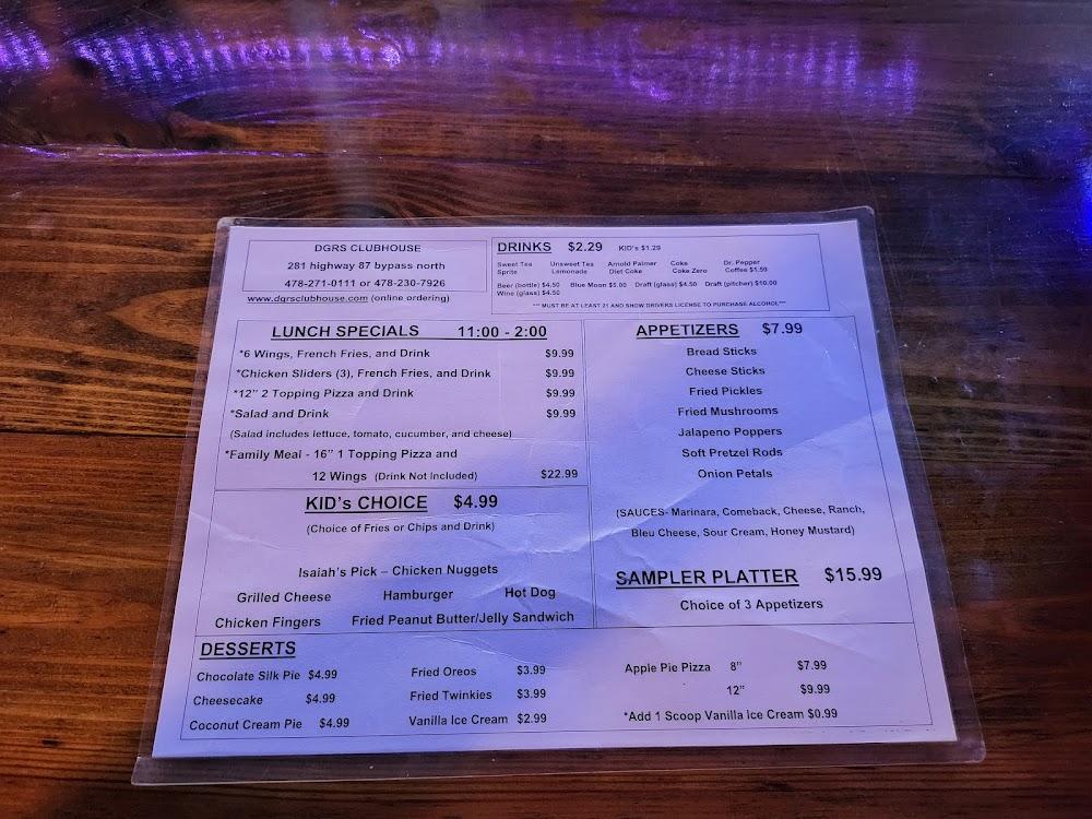 DGR's Clubhouse Menu image 3